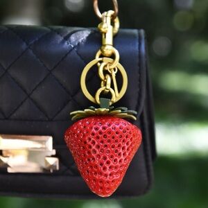 Black Quilted Bag with Strawberry Charm